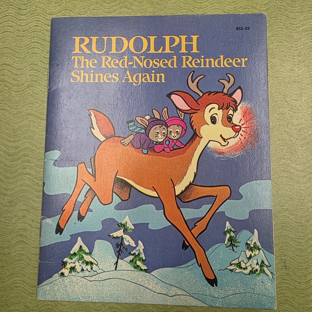 Rudolph The Red-Nosed Reindeer Shines Again 1982 Golden Press Vintage 452-42 - Picture 1 of 6